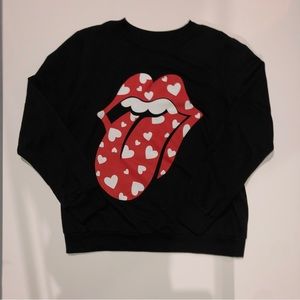 Rolling Stones Heart Graphic Black Long Sleeve